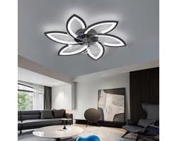 Plafondventilator met verlichting en afstandsbediening, 66W LED, 4600 lumen, dimbaar, 6 snelheden, 78 cm- zwart.