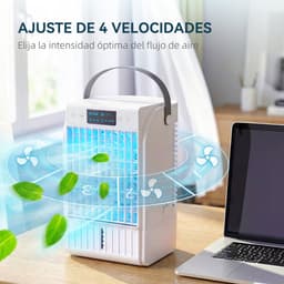 Draagbare Luchtkoeler 4-in-1 - Mini Airco met Waterkoeling & Luchtbevochtiger - 1.5L Waterreservoir - 4 Snelheden - 7 Kleuren LED - Timer - Slaapkamer & Kantoor — thumbnail 2
