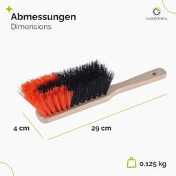 Stoffer en Blik Set - Houten Handveger - Dagelijks Schoonmaken - Zachte Vloerstrip - 2 Stuks - Zwart Oranje — thumbnail 4