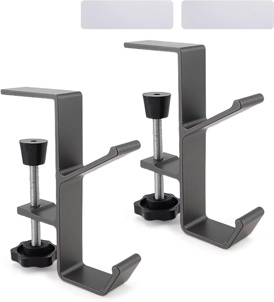 2 Pcs Handbag Holders - Desk Bag Holder met Dubbele Haak - Aluminium Legering Tafelbevestiging voor Hoofdtelefoon en Bureau Computer Tafels — afbeelding 1
