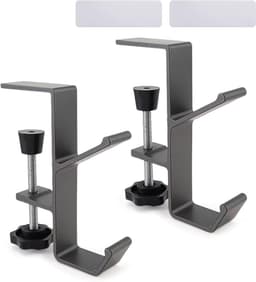 2 Pcs Handbag Holders - Desk Bag Holder met Dubbele Haak - Aluminium Legering Tafelbevestiging voor Hoofdtelefoon en Bureau Computer Tafels — thumbnail 1
