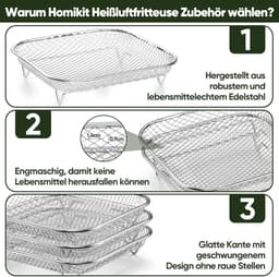 Accessoires voor vierkante heteluchtfriteuses, inclusief hittebestendige tang en antislipmatjes — thumbnail 5