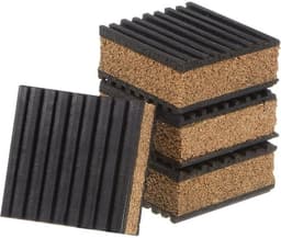 4 stuks EVA Foam Rubber Anti Vibratie Pads - [2" x 2" x 7/8"] Isolatie Rubber Pads, Anti-Slip, voor HVAC Systeem en Wasmachine, Zwart en Hout Kleur — thumbnail 1
