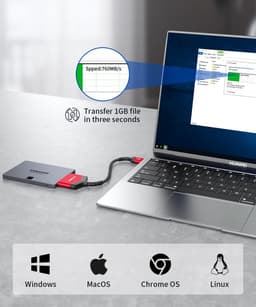 SATA naar USB Adapter - Externe Harde Schijf Kabel - Data Overzetten - Ondersteunt UASP Trim - 2.5 inch - Rood — thumbnail 2