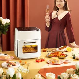 5-in-1 Digitale Airfryer en Oven - 15L - 1400W - Olievrij Bakken - LED-Scherm - Voor Gezinnen & Studenten - groen — thumbnail 2