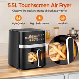 Casa Living Luxe Airfryer - Met 8 Programma's - Gezond koken tot 200 °C - LED-Scherm en Kijkvenster - 5,5L - Zwart Design — thumbnail 7