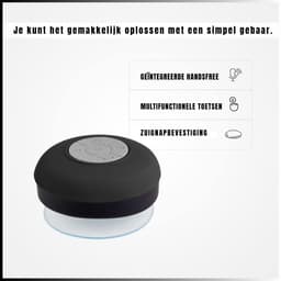 Aura® Douche Speaker - Badkamer Speaker - Douche Speaker Bluetooth - Zwart - 4cm x 5cm x 3cm — thumbnail 5