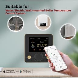 Intelligente thermostaat - Wifi temperatuurregelaar - Comfort thuis - Programmeerbare planning - 86 x 86 x 48 cm - Zwart — thumbnail 3