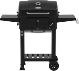 Houtskool Barbecue met Deksel en Wielen – Verrijdbare BBQ Grill – Thermometer – Verstelbare Kolenlade – Zijtafels – 54 x 42,5 cm Grillrooster — thumbnail 4