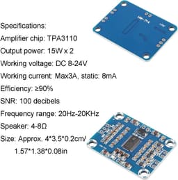 Digitale Versterker - Mini Audio Module - Stereo Geluid - Compact Design - 4x3.5cm — thumbnail 3