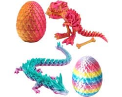 3D Geprinte Eieren - Draken Dinosaurussen Speelgoed - Decoratie Bureaus - Hoogwaardig PLA Materiaal - Tot 22cm Groot - Regenboogkleuren