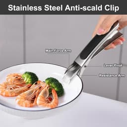 Sander Shop 2 Stuks Airfryer-Tang, Antislip Schoteltang Hete Ladegrijper met Siliconen Borstel, Anti- Scald Plate Gripper Roestvrij Staal, Hittebestendige Multifunctionele Kom Houder Clip voor Schotel Pannen — thumbnail 2