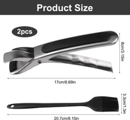 Sander Shop 2 Stuks Airfryer-Tang, Antislip Schoteltang Hete Ladegrijper met Siliconen Borstel, Anti- Scald Plate Gripper Roestvrij Staal, Hittebestendige Multifunctionele Kom Houder Clip voor Schotel Pannen — thumbnail 7