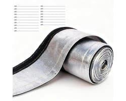 Hittebestendige beschermslang 600 x 106 mm, geïsoleerde slang voor kabels, brandstofleidingen en slangen met sluiting en RVS-straps