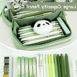 Grote capaciteit etui voor tieners, draagbare pennenhouder met rits, ideaal voor school en kantoor, Panda B ontwerp — thumbnail 4
