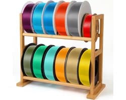 3D Printer Filament Houder - Spoel Ondersteuning - Werkplek Organiseren - Massief Houten Constructie - 12 Rollen Pakket - Meerkleurig