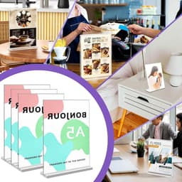 Acryl Signaalhouder voor Tafel, 2 Stuks Dubbelzijdige Transparante Displaystandaard voor Foto's, Ideaal voor Thuis, Kantoor en Winkels — thumbnail 5