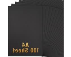 Zwarte A4 Kaart, Dikke Kunstpapier Verpakking 230g/m², Geschikt voor Creatieve Projecten, Knutselen en Fotografie, 21 x 29,7 cm (100 stuks)