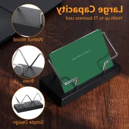 Houten visitekaartjeshouder voor bureau - Displaybox voor flyers en kaarten - Ideaal voor kantoor en tentoonstellingen met zwarte afwerking — thumbnail 2