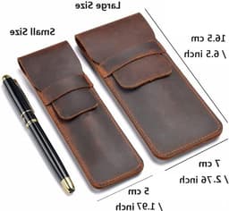 Handgemaakte Leren Pennenhouder - Beschermhoes voor Pennen, Crazy Horse Stijl, Koffiekleur, Perfect voor Kantoor en Reizen — thumbnail 5