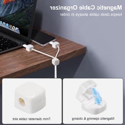 Magnetische kabelclips voor kabelbeheer, sterke kleefkracht, desktop kabelhouders voor thuis en op kantoor, 6 stuks in wit — thumbnail 2