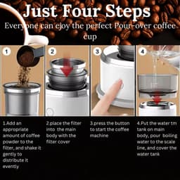 Automatische Mini Draagbare Koffiemaker - Enkele Kop Pour Over Drip Koffiemachine met Filter voor Reizen, Thuis, Kantoor & Keuken - Klein - Zwart - 1 Stuk — thumbnail 3
