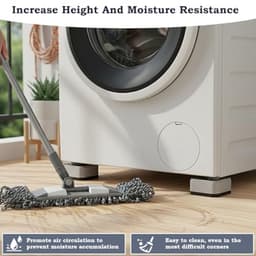 Anti-vibratiepads voor wasmachine - Set van 4 - Antislip rubberen voeten - Universele stabilisator tot 100 kg - 9x9x4,5 cm - Grijs — thumbnail 2