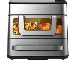 Heteluchtfriteuse Oven - Airfryer Pizzaoven - Grote Maaltijden Bereiden - Dubbele Functie - 18 Liter - Roestvrij Staal