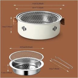 Mini draagbare barbecue, opvouwbare vuurkorf barbecue, multifunctionele barbecue voor thuis en op de camping, houtskoolvuurkorf barbecue voor buiten (wit) — thumbnail 2