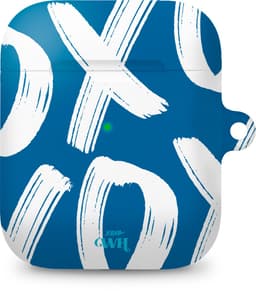 xoxo Wildhearts hoesje geschikt voor Airpods 1/2 - Can't Talk Now Blue - Ook als telefoonhoesje verkrijgbaar - schokbestendige case geschikt voor Airpod 1 en 2 - koptelefoon case - Beschermhoes met tekst opdruk - print - blauw / wit — thumbnail 1