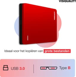 VisiQuality High-Speed Externe Harde Schijf 750 GB - Draagbare Harde Schijf USB 3.0 - Voor Windows & Mac - Xbox & PS4 games - Compact - Rood — thumbnail 5