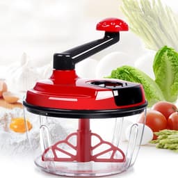Handmatige Keukenmachine - Voedselhakker Zwengel - Eten Bereiden - Inklapbaar Handvat - 18.5 cm - Rood — thumbnail 5