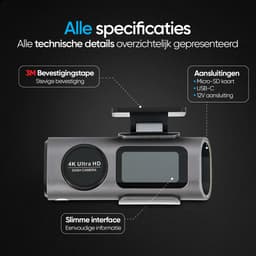 SecurLens Y Dashcam 4K – Dashcam Voor Auto – Wifi & App – Nachtzicht – G-Sensor – incl. 64GB SD-kaart — thumbnail 2