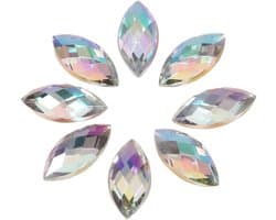 500 Stuks Oogvormige Kristal AB Acryl Flatback Rhinestones - Wit Diamant Kralen zonder Gat voor Creatieve Projecten