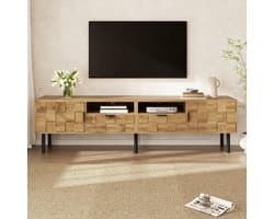 Tv-kast Mozaïek - Mediameubel Lowboard - Woonkamer Opbergen - Uniek Mozaïekdesign - 160x35x42.5cm - Natuurlijk