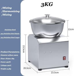 Deegmixer Spiraal - Kneedmachine Keukenmachine - Brood Deeg Maken - Vooruit en Achteruit Functie - 3 kg capaciteit - Zilver — thumbnail 5