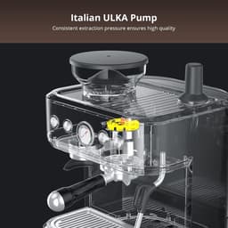 Pistonmachine met Bonenmaler en Melkopschuimer - Espressomachine RVS - 15 Bar - 2.3 Liter - Inclusief Barista Accessoires — thumbnail 3