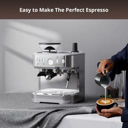Pistonmachine met Bonenmaler en Melkopschuimer - Espressomachine RVS - 15 Bar - 2.3 Liter - Inclusief Barista Accessoires — thumbnail 5
