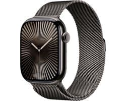 Apple Watch Series 10 - Wifi + 4G - 46mm - Slate Titanium Case met Slate Milanese band - S/M