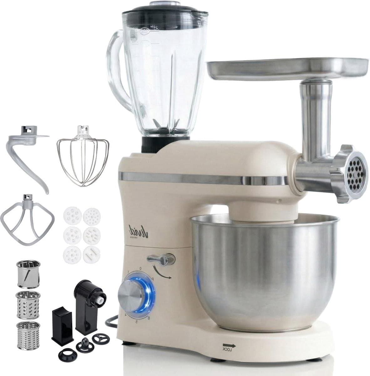 Keukenmachine Multifunctioneel - Keukenrobot Alles in één - Maaltijden Bereiden - Vervangt 5 apparaten - 6.2L Mengkom - Creme — afbeelding 1