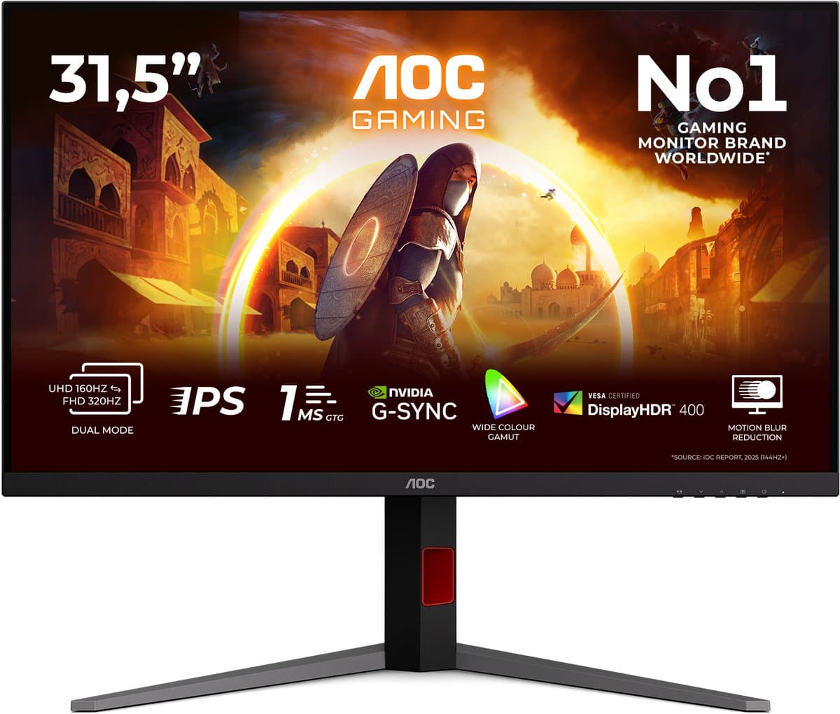 AOC G4 U32G4U - 4K Dual Frame IPS Gaming Monitor - UHD 160hz - FHD 320hz - HDMI 2.1 - Console Ready -32 inch — afbeelding 1