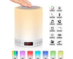Draagbare LED-nachtlamp met touchscreen, Bluetooth-luidspreker, wekker, FM-radio, MP3-speler, TF-kaartondersteuning, AUX-ingang en handsfree belfunctie.