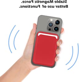 RFID Kaarthouder met Mag-Safe voor iPhone 12/13/14 Mini/Plus/Pro/Max, Rood, Minimalistisch Ontwerp en Veiligheid — thumbnail 2