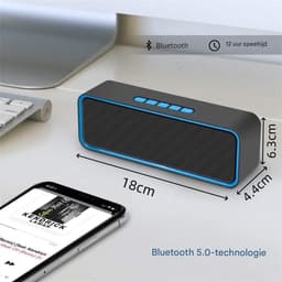 carmdering - Draadloze Bluetooth Speaker - Mini Wireless Speaker-Draadloze Luidspreker Stereo Sound Draadloze Luidspreker 5.0 Bluetooth Speaker Antislip Siliconen Bodemmat- Geluidsbox - Zwart — thumbnail 2