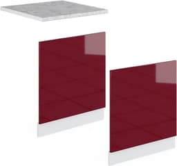 Keukenkastmodule Vaatwasserpaneel 60 cm R-Line Serie - Bordeauxrood Hoogglans — thumbnail 4