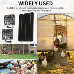 aladdien - Zonnepaneel Ventilator Kit - 10W Dubbele Uitlaat - Weerbestendig - Geschikt voor Kippenhokken en Kassen - Wandmontage - Multifunctioneel — thumbnail 5