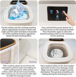 Draagbare Mini Wasmachine 15 Liter – Met Centrifuge Functie – Compact Wasapparaat voor Diepe Reiniging van Ondergoed, Babykleding en Sokken – Voor Thuis, Reizen en Camping — thumbnail 2