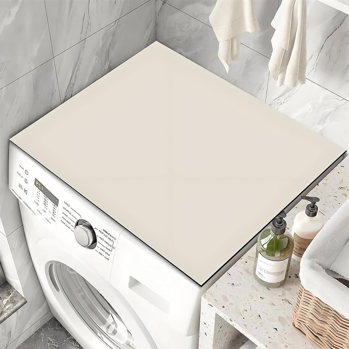 Wasmachine en Droger Beschermhoes, Stofdicht en Antislip Rubber Mat voor Keuken en Wasruimte (Beige, 60 x 60 cm) — afbeelding 1