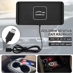 Draadloze Autolader voor iPhone en Qi Telefoons - 10W Snellader met Antislip Siliconen Mat, USB-kabel en Houder voor Dashboard of Kantoorgebruik — thumbnail 4