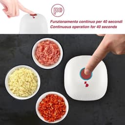 Mini Hakmachine - Keuken Hulp - Snel Ingrediënten Snijden - Draadloos Oplaadbaar - 350 ml - Rood Wit — thumbnail 2